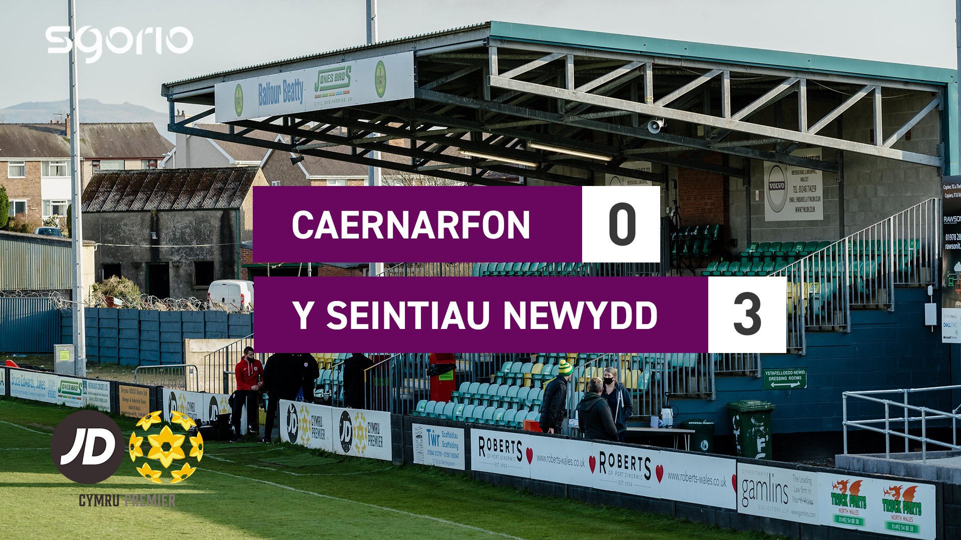 Caernarfon 0-3 Y Seintiau Newydd